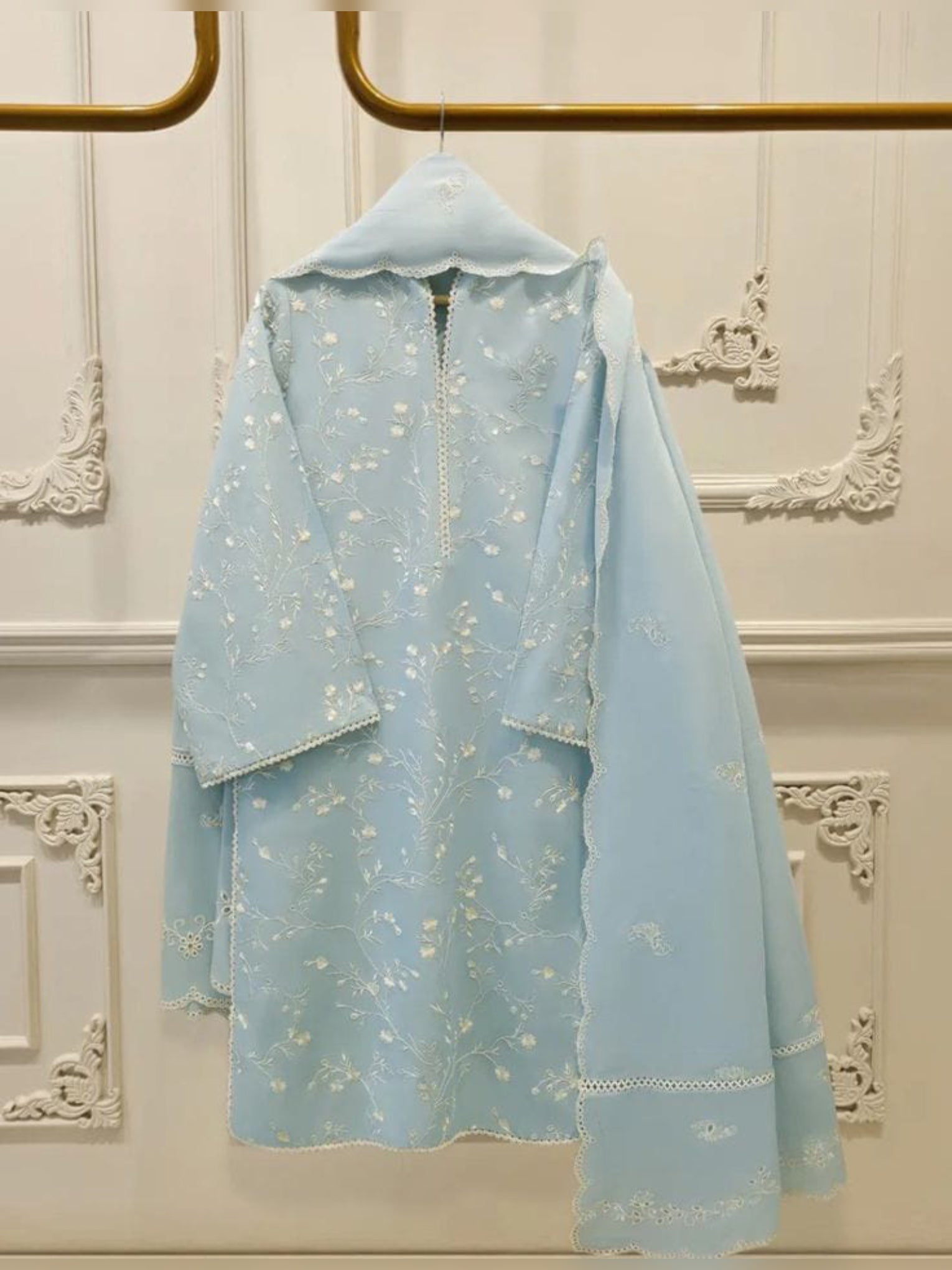 3pc stitched | Ice blue | lawn