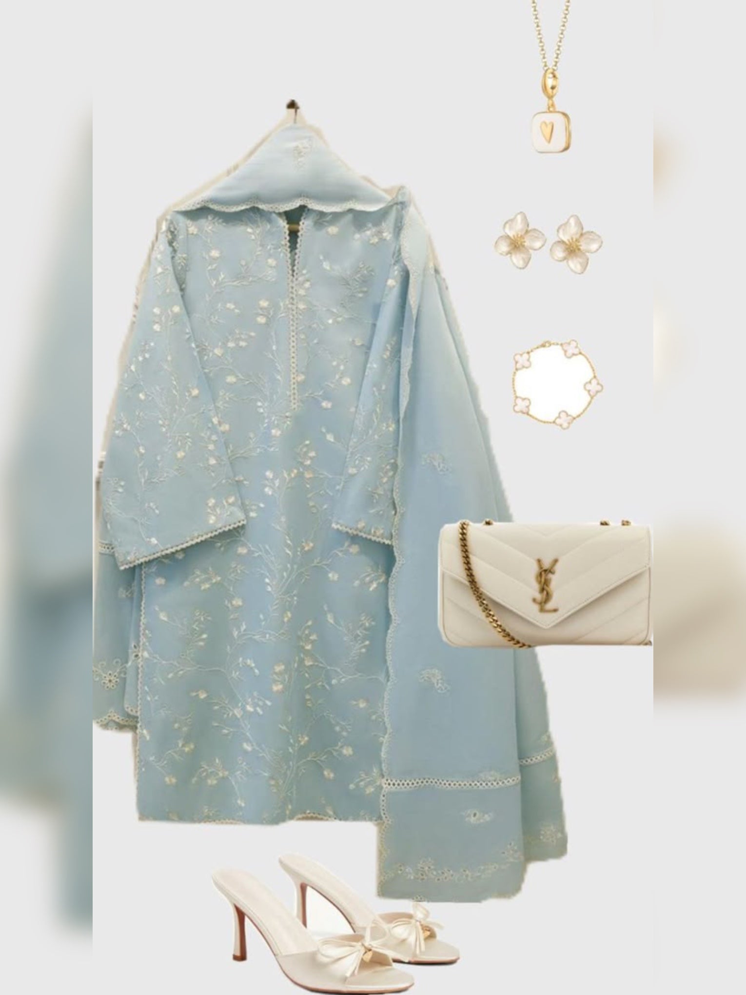 3pc stitched | Ice blue | lawn