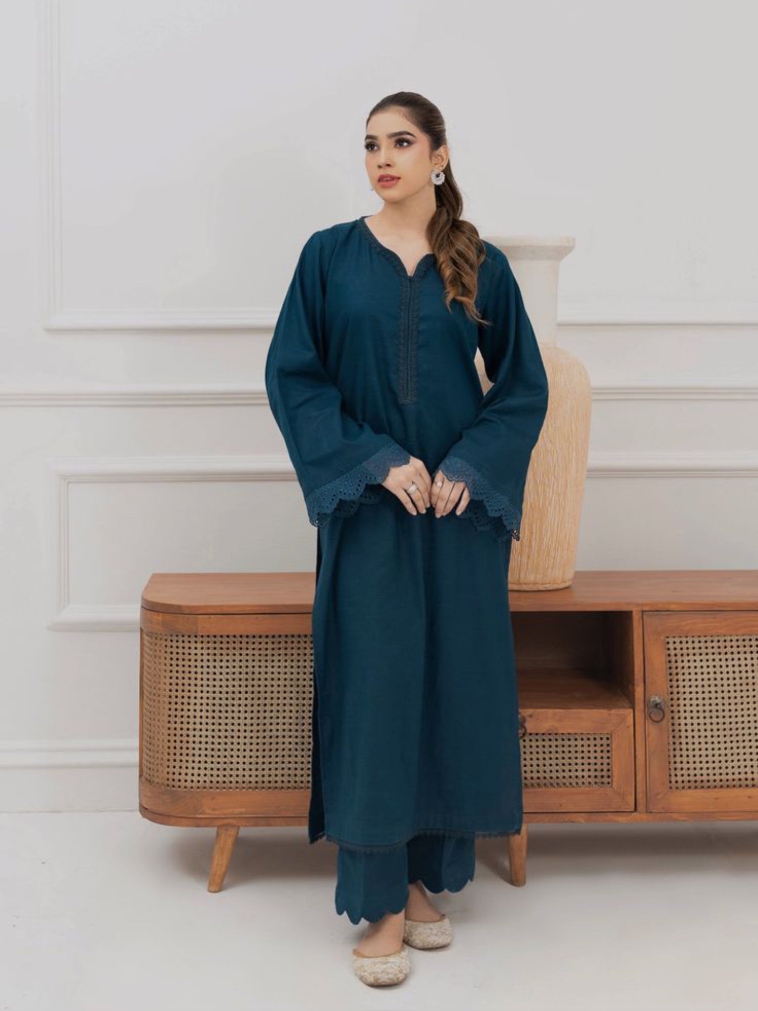 2pc stitched | Deep Teal-Green| Soft Cotton