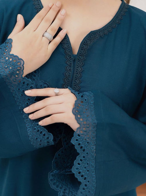 2pc stitched | Deep Teal-Green| Soft Cotton