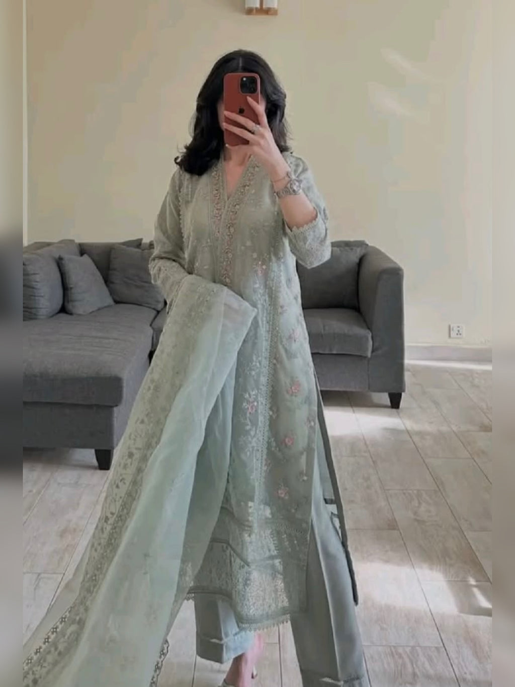 3pc Stitched | Pale Green | lawn