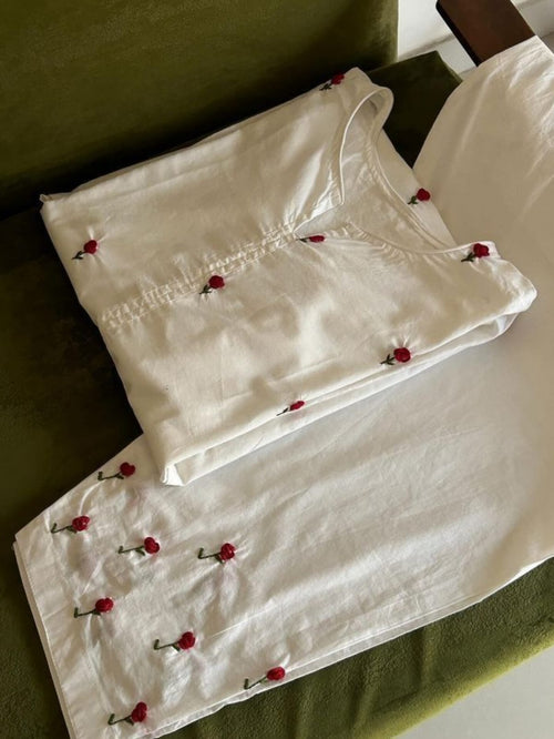 2pc Stitched | White Soft cotton