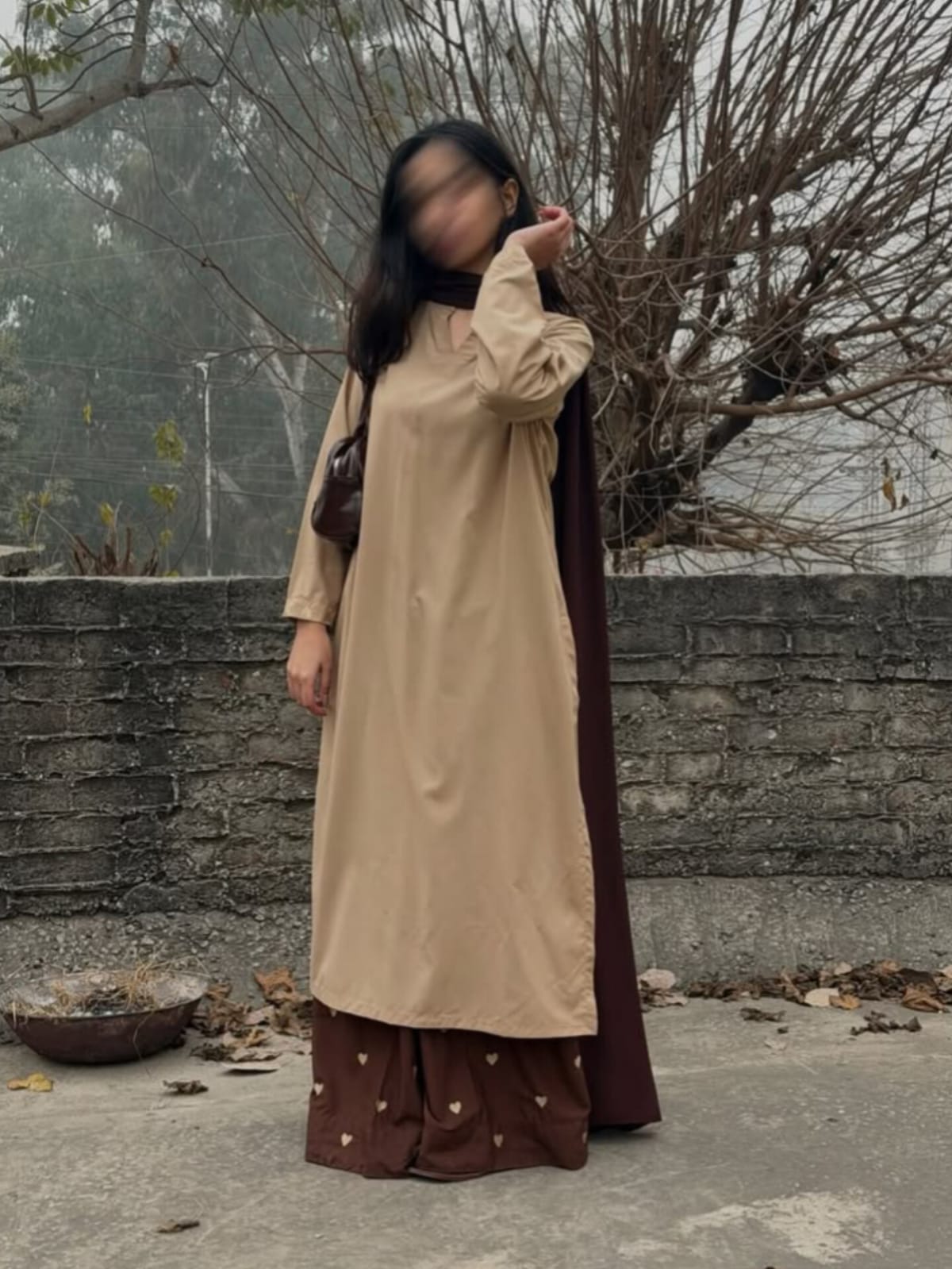 3pc Stitched | Beige Brown | Lawn