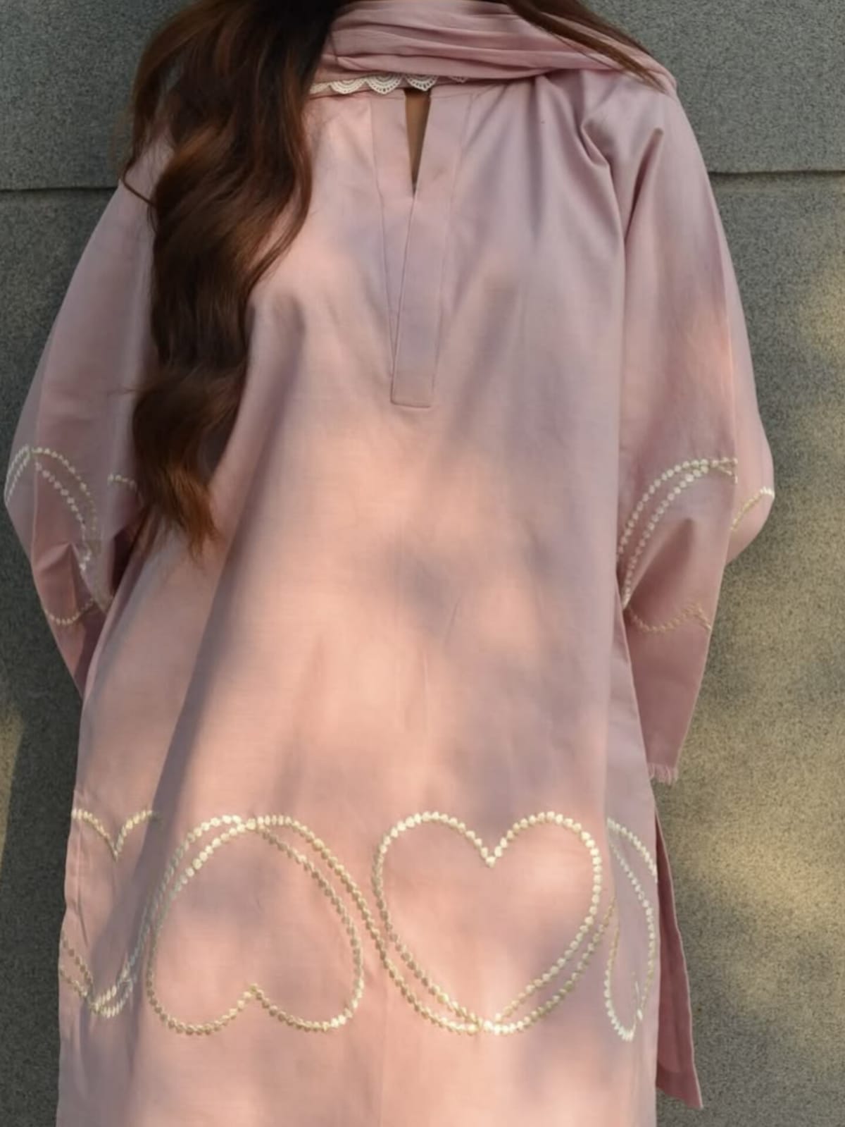 3pc Stitched |White Heart Aura | lawn cotton